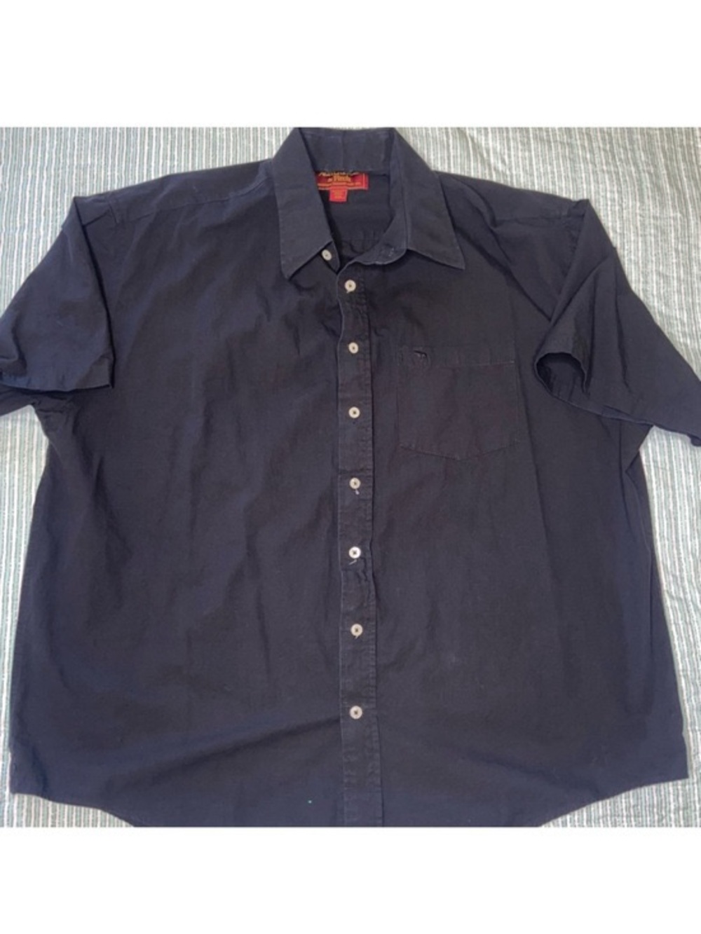 💝Navy Short-Sleeve Button-Up Shirt
